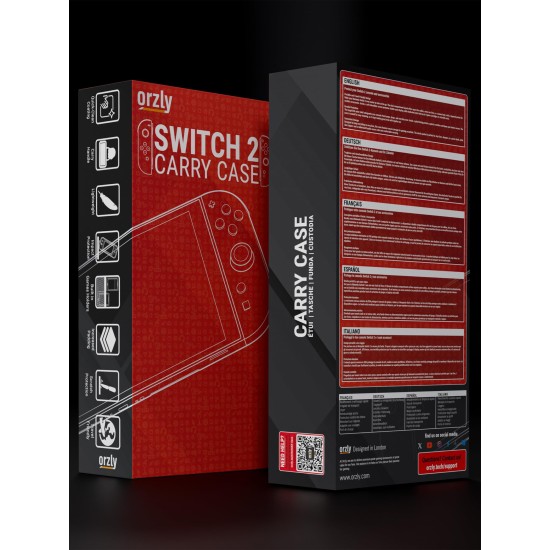 Orzly Carry Case for Nintendo Switch 2 (2025) Hard Shell Travel Case with Screen Padding, Game Cards and microSD Slots with Zipped and Open Pockets for Accessories - Gift Box Edition 